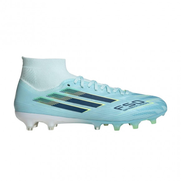 adidas Wmns F50 Sparkfusion Pro Mid FG AG 'Almost Blue Dusky Petrol Hi-Res Yellow' | Women's Size 5.5 - JR8955