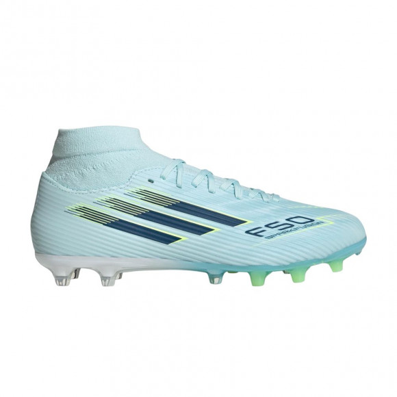 adidas Wmns F50 Sparkfusion League Mid FG AG 'Almost Blue Dusky Petrol Hi-Res Yellow' | Women's Size 8 - JR8998