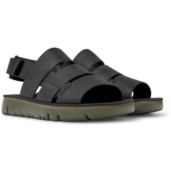 Camper Oruga - Sandals For Men - Black, Smooth Leather/Cotton Fabric - K100470