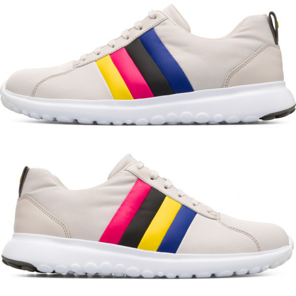 CAMPER Twins - Sneakers for Men - Beige, Cotton fabric/Smooth leather - K100500