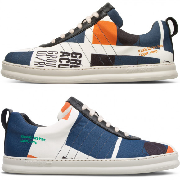 CAMPER Twins - Sneakers for Men - Blue,White,Orange, Cotton fabric/Smooth leather - K100632