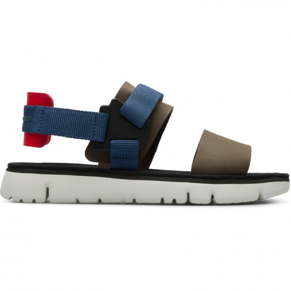 CAMPER Oruga - Sandals for Men - Brown,Blue,Red, Smooth leather/Cotton fabric - K100697