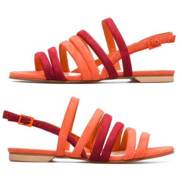 CAMPER Twins - Sandals for Women - Orange,Red, Suede - K200800