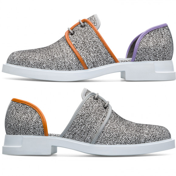 CAMPER Twins - Sandals for Women - White,Black,Grey, Cotton fabric/Smooth leather - K200974