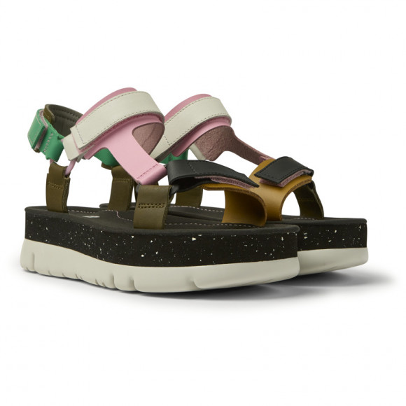 Camper Oruga Up - Sandals For Women - Green, Brown, Pink, Smooth Leather - K201037