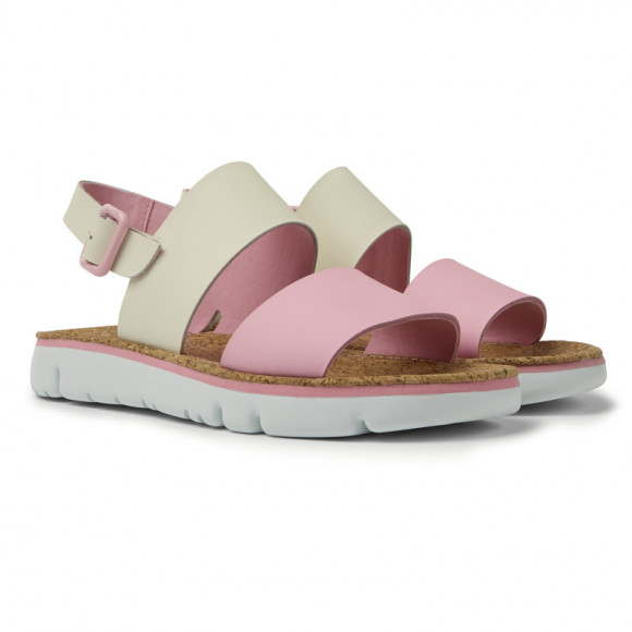 Camper Oruga - Sandals For Women - White, Pink, Smooth Leather - K201038