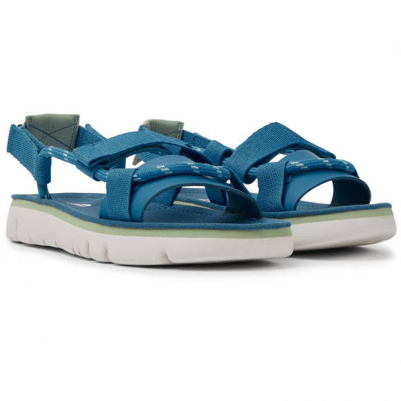 Camper Oruga - Sandals For Women - Blue, Cotton Fabric/Smooth Leather - K201191