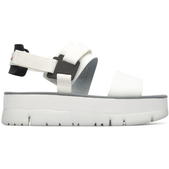 CAMPER Oruga Up - Sandals for Women - White, Smooth leather/Cotton fabric - K201239