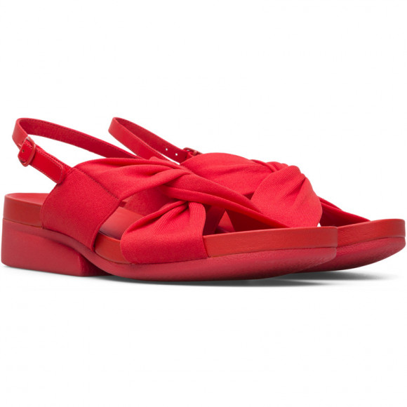 Camper Minikaah - Sandals For Women - Red, Cotton Fabric/Smooth Leather - K201246