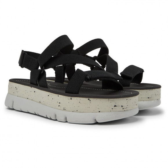 Camper Oruga Up - Sandals For Women - Black, Cotton Fabric - K201330