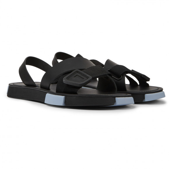 Camper Set - Sandals For Women - Black, Cotton Fabric/Smooth Leather - K201345