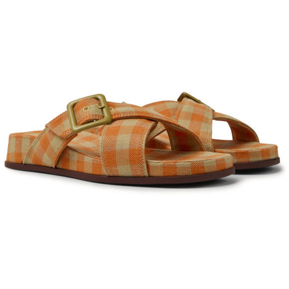 Camper Atonik - Sandals For Women - Orange, Beige, Cotton Fabric - K201355