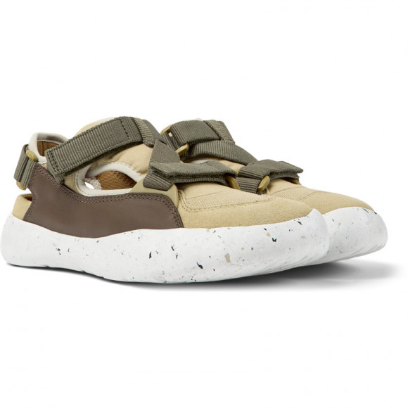 Camper Peu Stadium - Sneakers For Women - Beige, Brown, Smooth Leather/Cotton Fabric - K201359
