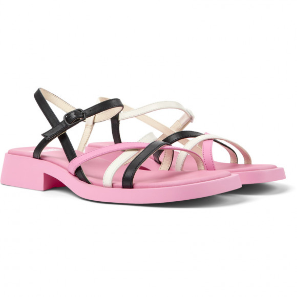 Camper Twins - Sandals For Women - Black, White, Pink, Smooth Leather - K201487