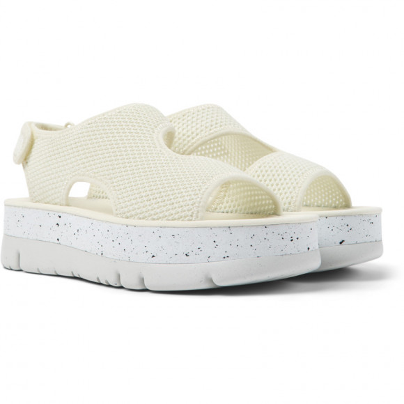 Camper Oruga Up - Sandals For Women - White, Cotton Fabric - K201544