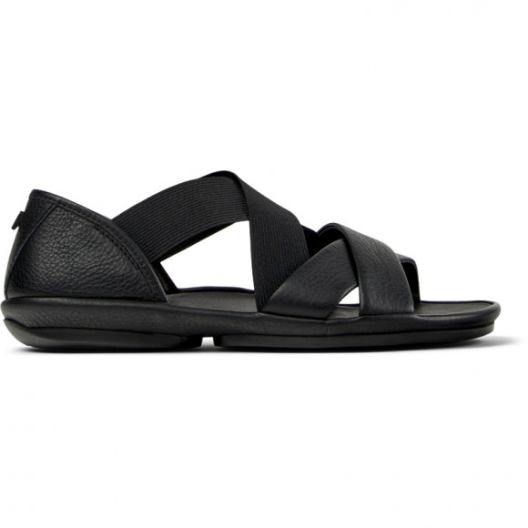 CAMPER Right - Sandals for Women - Black, Smooth leather/Cotton fabric - K202000