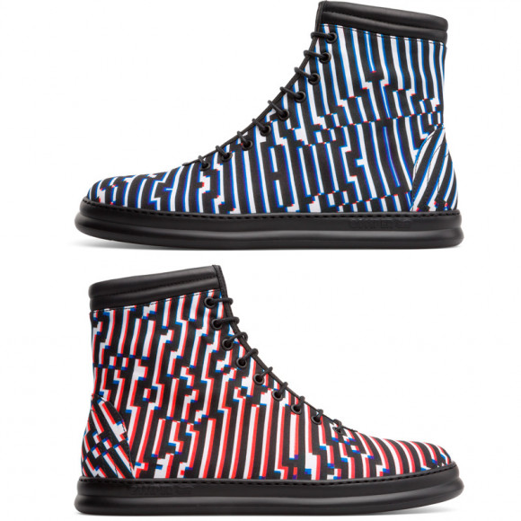 CAMPER Twins by Cristian Zuzunaga - Ankle boots for Men - Black,Red,Blue, Cotton fabric/Smooth leather - K300207