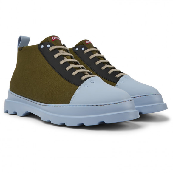 Camper Brutus - Ankle Boots For Men - Green, Blue, Black, Cotton Fabric/Smooth Leather - K300426