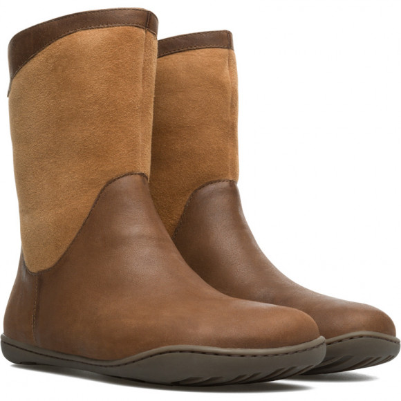 CAMPER Peu - Boots for Women - Brown, Smooth leather - K400048