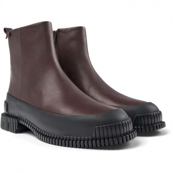 Camper Pix - Ankle Boots For Women - Burgundy, Smooth Leather - K400715
