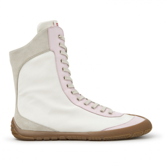 CAMPER Peu Path+ - Casual for Women - White,Pink,Beige, Cotton fabric/Smooth leather - K400862