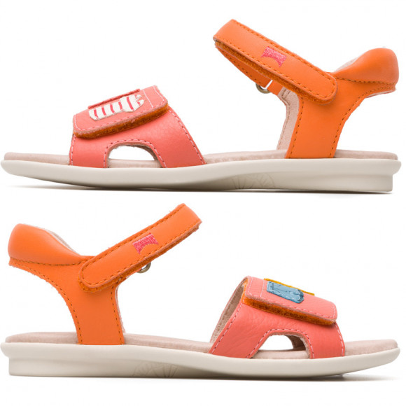 CAMPER Twins - Sandals for  - Pink,Orange,Red, Smooth leather/Cotton fabric - K800179
