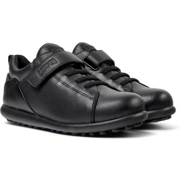 Camper Pelotas - Sneakers For Girls - Black, Smooth Leather/Cotton Fabric - K800316