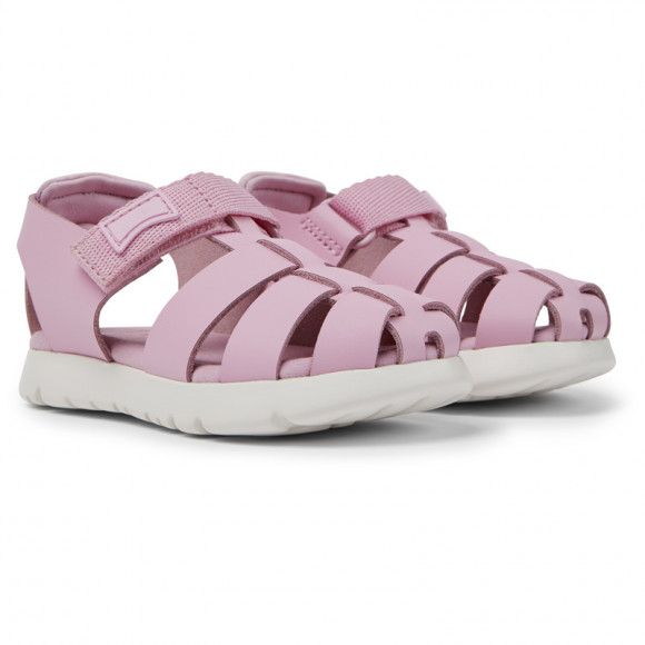 Camper Oruga - Sandals For First Walkers - Pink, Smooth Leather/Cotton Fabric - K800489