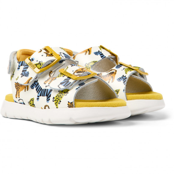 Camper Oruga - Sandals For First Walkers - White, Orange, Blue, Smooth Leather - K800495
