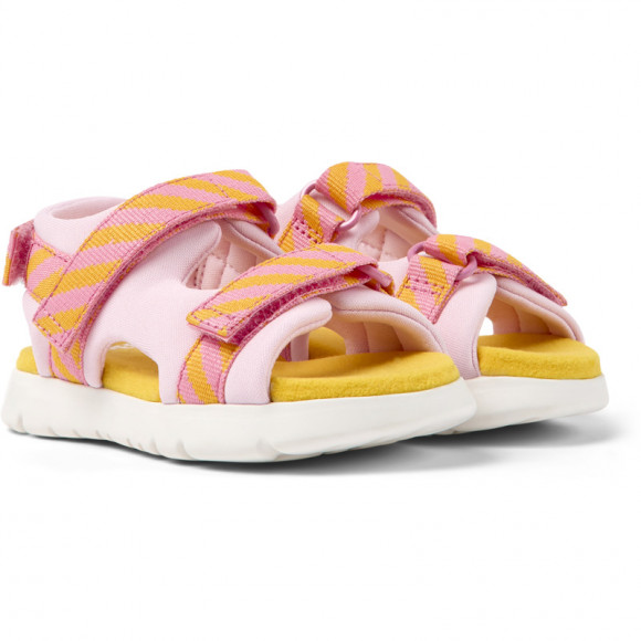 Camper Oruga - Sandals For First Walkers - Pink, Orange, Cotton Fabric - K800527
