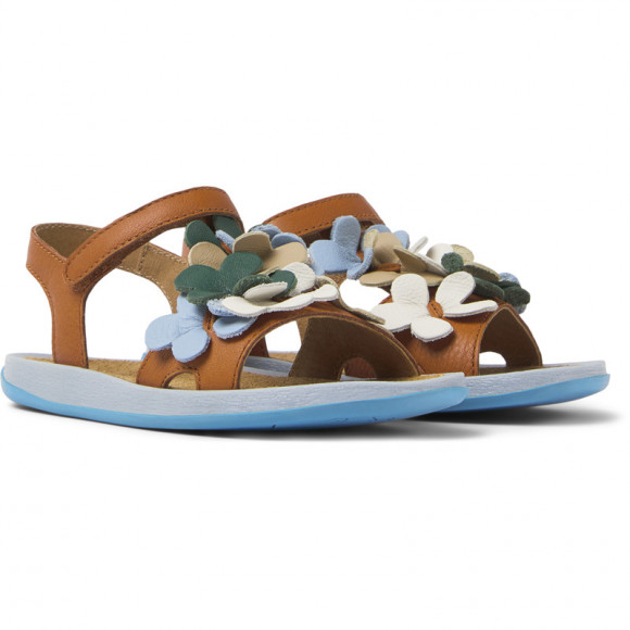Camper Twins - Sandals For Girls - Brown, Blue, White, Smooth Leather - K800531