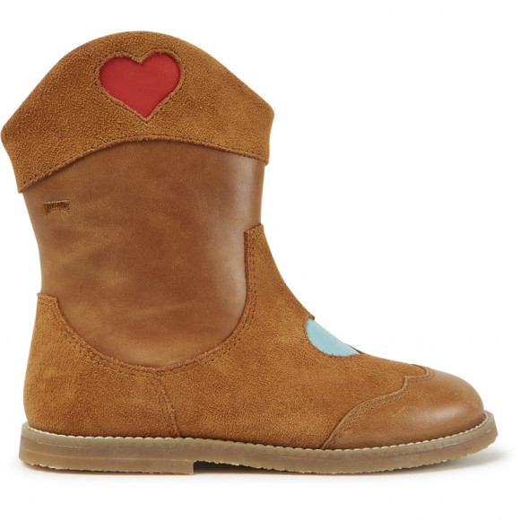 CAMPER Twins - Boots for Girls - Brown, Smooth leather - K900271