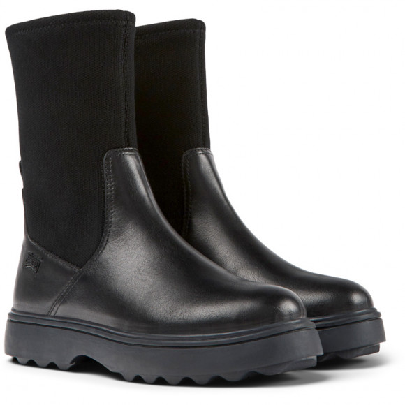Camper Norte - Boots For Girls - Black, Smooth Leather/Cotton Fabric - K900345