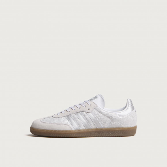 Adidas Women's Samba OG Perforated Sneaker in Wonder White/Cream White/Chalk White - KH7841