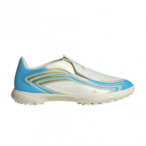 adidas F50 Messi League Laceless TF Little Kid 'Ivory Semi Blue Burst' | Tan | Kid's Size 3 - KK1372