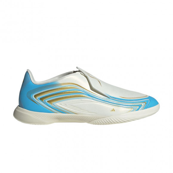 adidas F50 Messi League Laceless IC Little Kid 'Ivory Semi Blue Burst' | Tan | Kid's Size 4 - KK1383