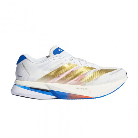 adidas Adizero Boston 13 'Footwear White Gold Metallic Royal Blue' | Men's Size 6.5 - KK3851