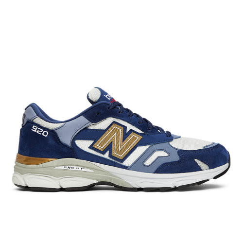 New Balance Hombre Made in UK 920 in Azul/Blanca/Gris/Roja, Suede/Mesh, Talla 41.5 - M920PWT