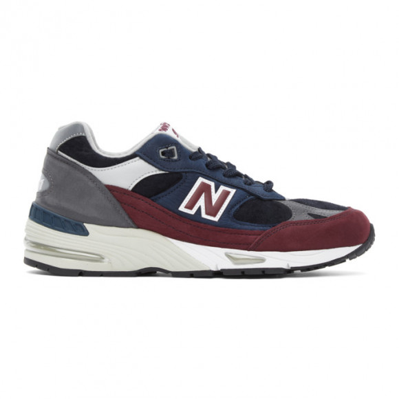 New Balance Navy and Burgundy Made In UK 991 Sneakers - M991RKB