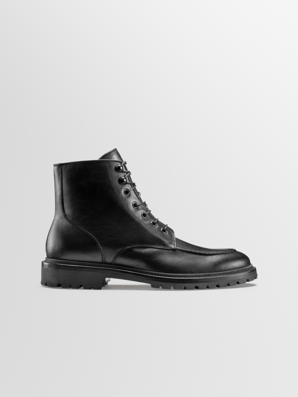 Koio | Milo In Nero Men's Leather Lace-Up Moc Toe Boots - MINE40