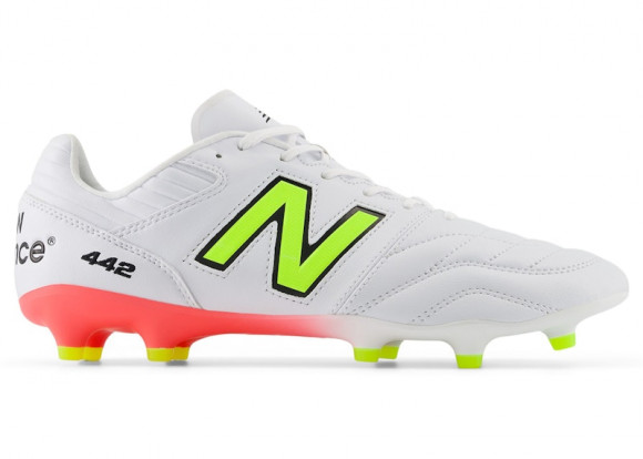 New Balance Unisex 442 PRO FG V2 Soccer Shoes - White/Red/Yellow/Black - MS41FMB2