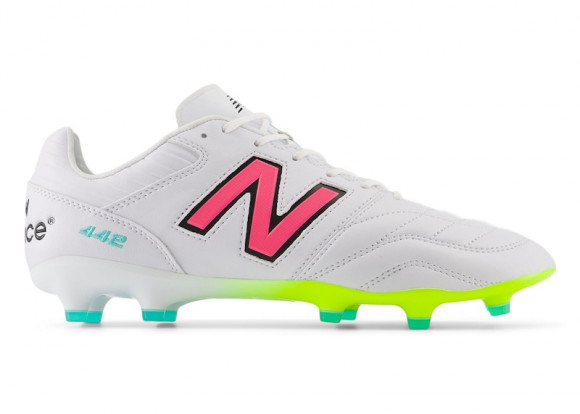 New Balance Unisex 442 PRO FG V2 Soccer Shoes - White/Yellow/Pink - MS41FMWH