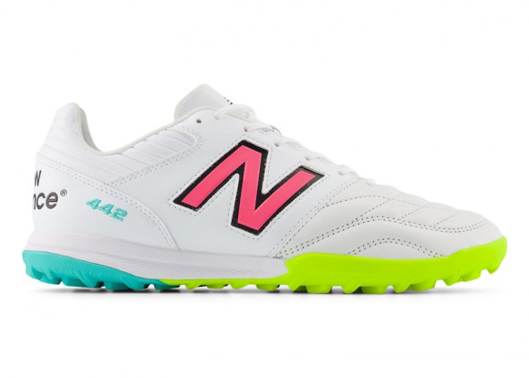 New Balance Unisex 442 PRO TF V2 Soccer Shoes - White/Yellow/Pink/Black - MS41TWH2