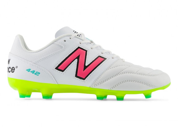 New Balance Unisex 442 TEAM FG V2 Soccer Shoes - White/Yellow/Pink - MS42FWH2