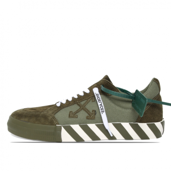 Off-White Low Vulcanized Canvas Suede Sneaker Military Green - OMIA085S22LEA0015757
