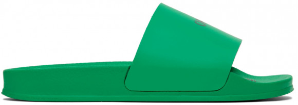 Off-White Green Logo Pool Sliders - OWIC004S22MAT0015500