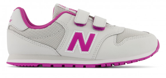New Balance Kids' 500 Hook & Loop in Grey/Pink Synthetic, size 13.5 - PV500GM1