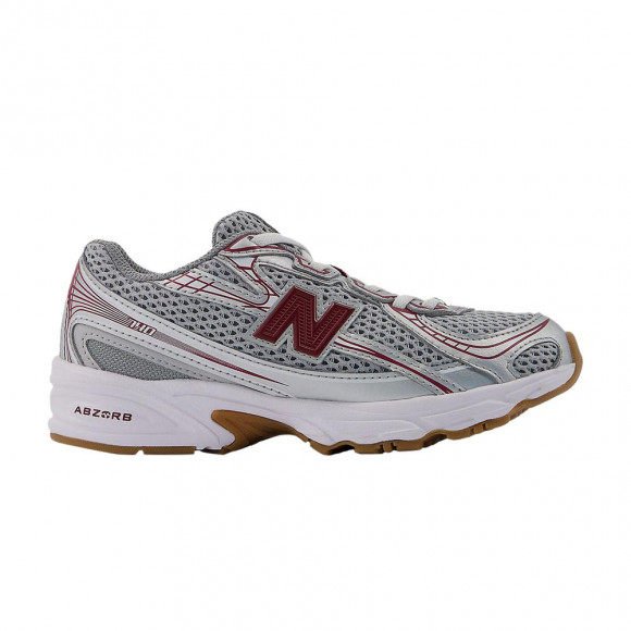 New Balance 740 Bungee Lace Little Kid 'Silver Metallic Monarch Burgundy' | Grey | Kid's Size 13.5 - PZ740MS