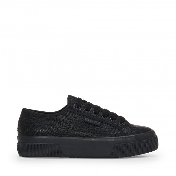 Superga - 2740 SNAKE LEATHER - Lady Shoes - Wedge - Woman - TOTAL BLACK - S41512W