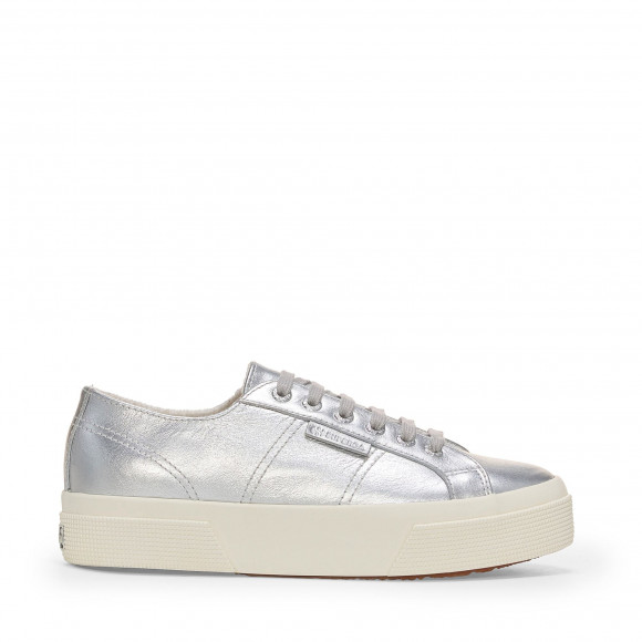 Superga - 2740 PLATFORM PEARL LEATHER - Lady Shoes - Wedge - Woman - SILVER-FAVORIO - S6135WW